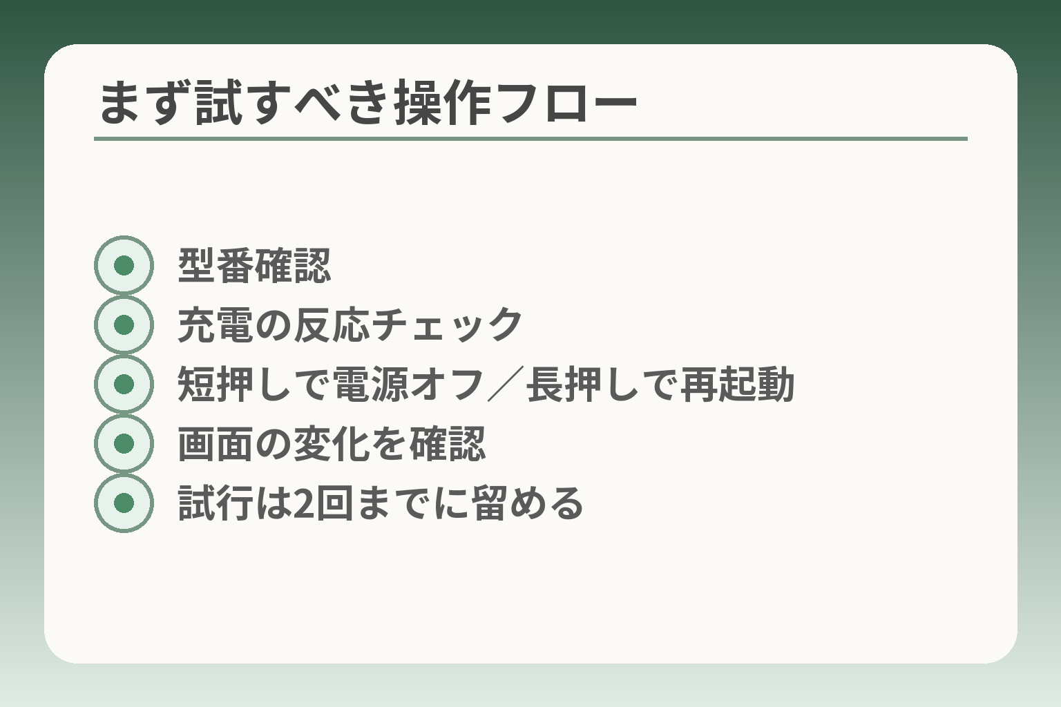 まず試すべき操作フロー