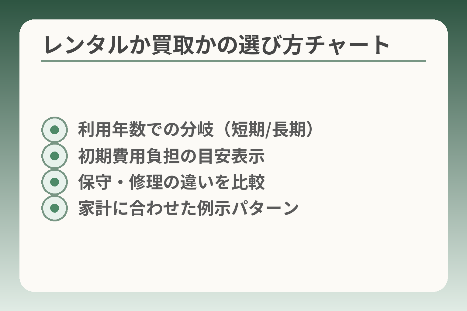 レンタルか買取かの選び方チャート