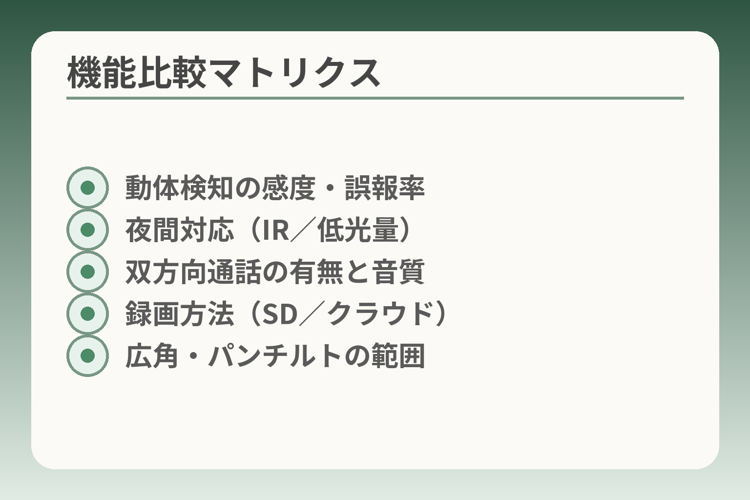 機能比較マトリクス