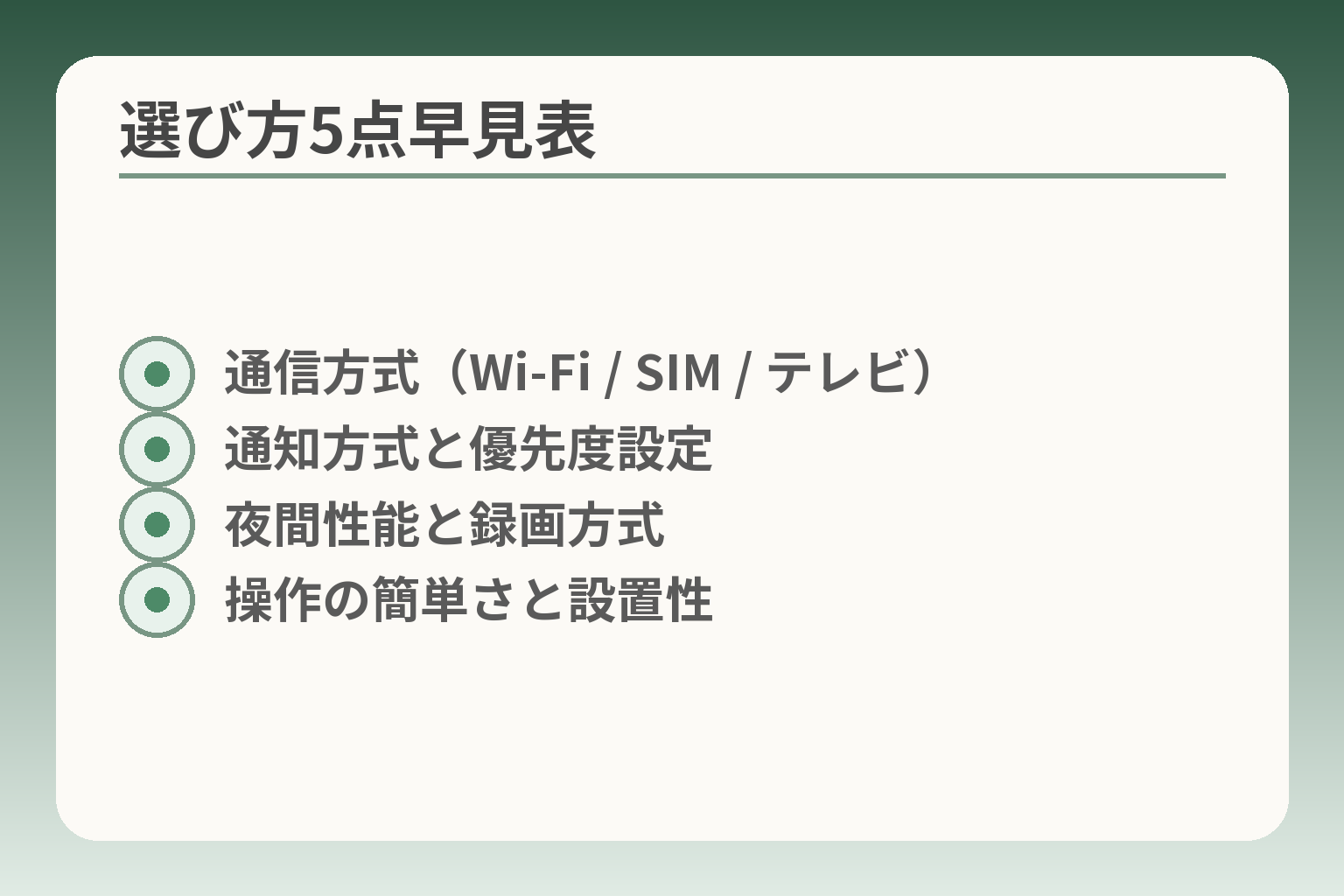選び方5点早見表
