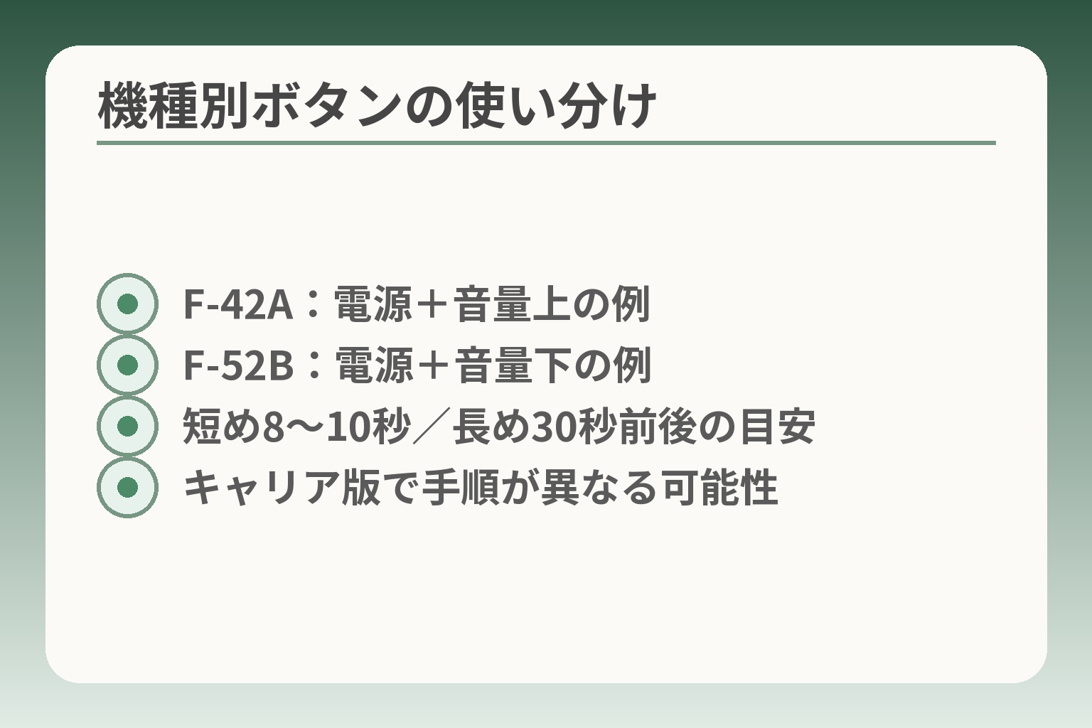 機種別ボタンの使い分け