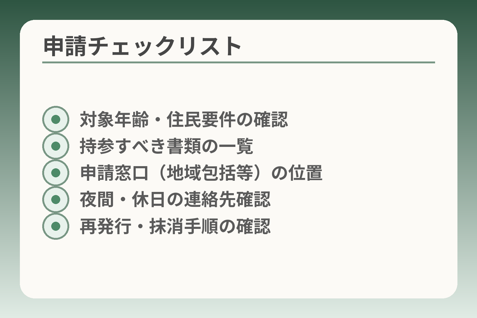 申請チェックリスト