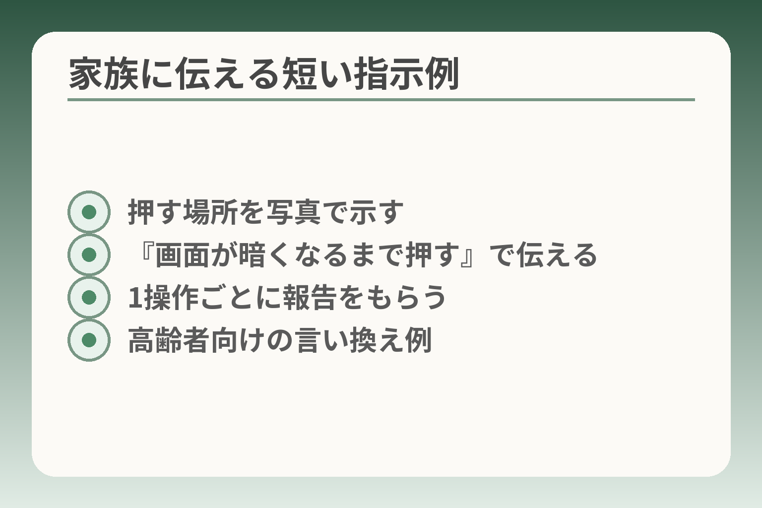 家族に伝える短い指示例