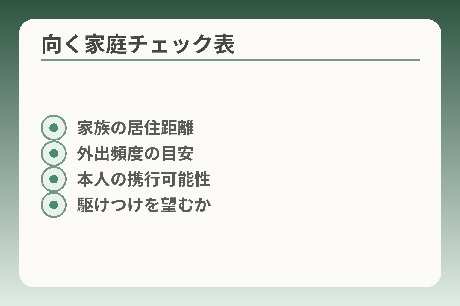 向く家庭チェック表