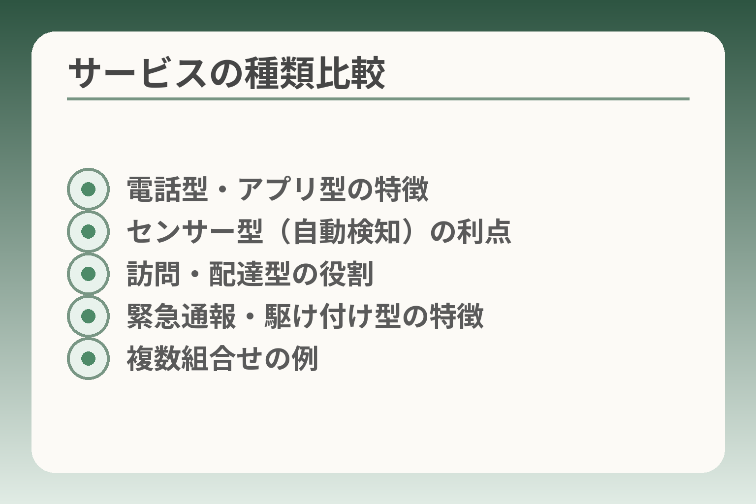サービスの種類比較