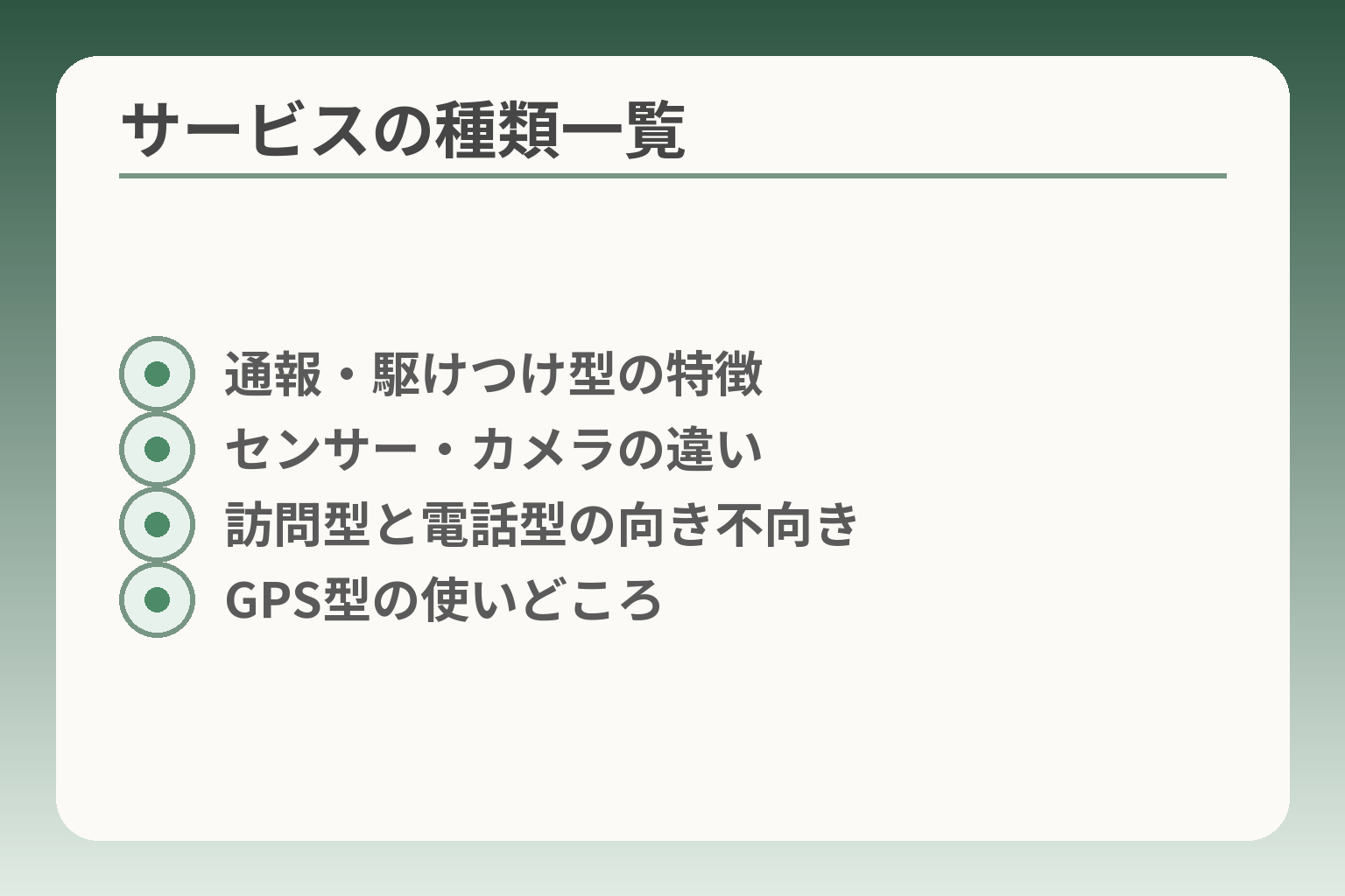 サービスの種類一覧