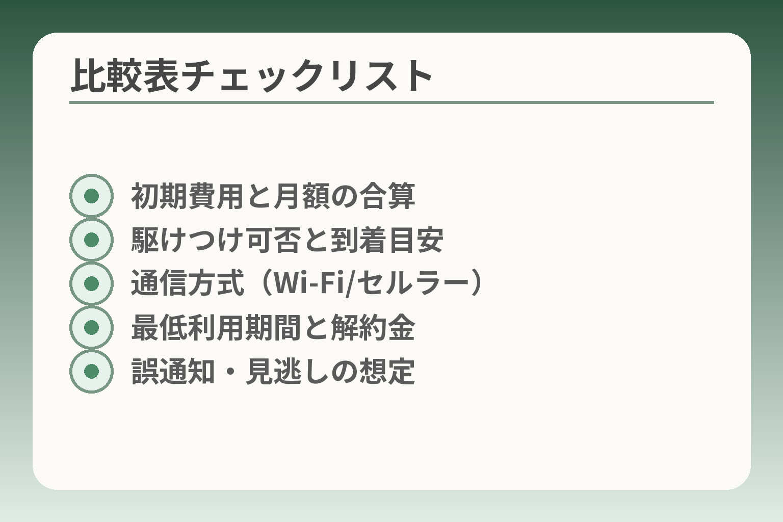 比較表チェックリスト