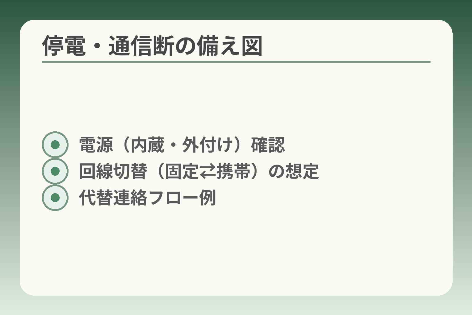 停電・通信断の備え図