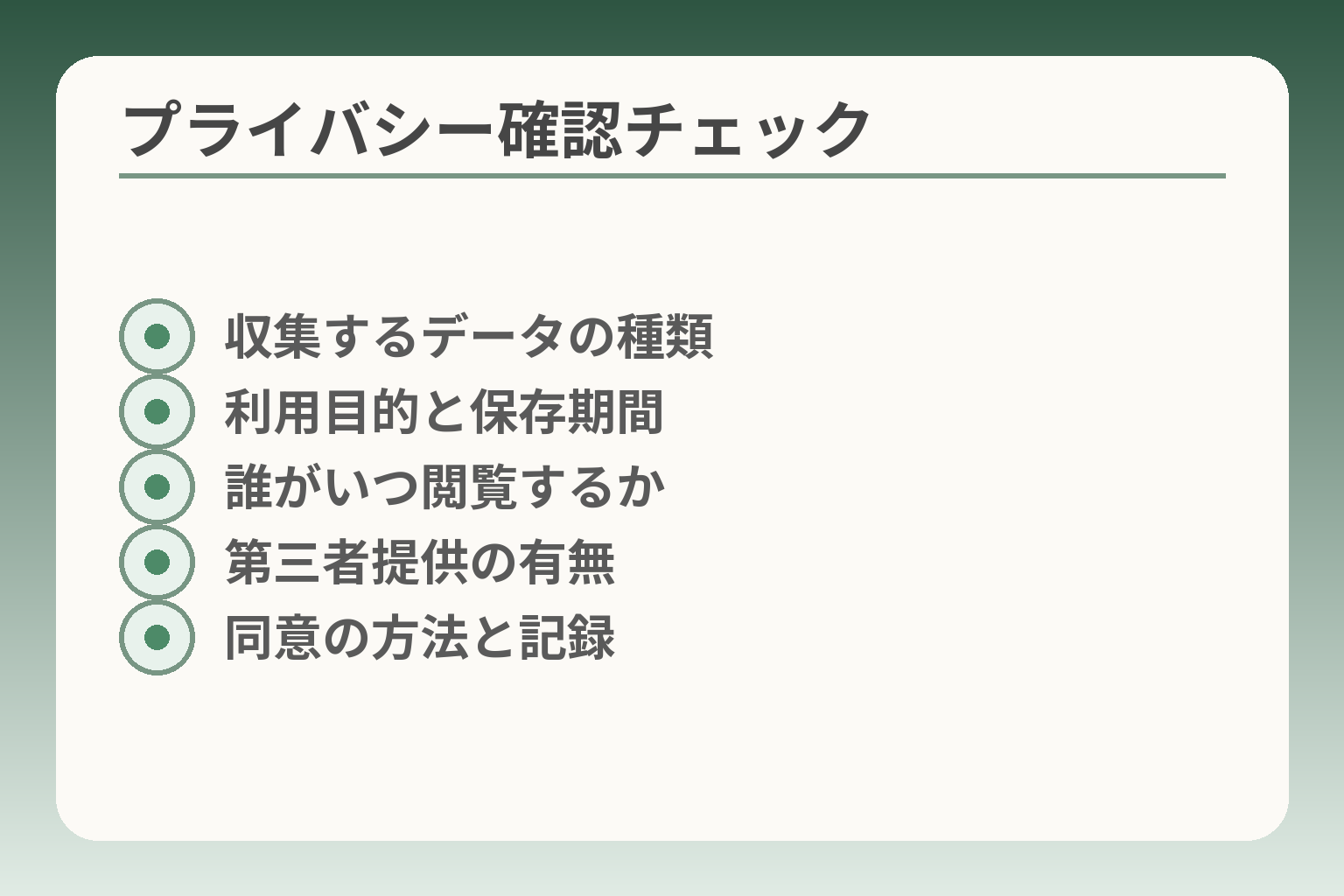 プライバシー確認チェック