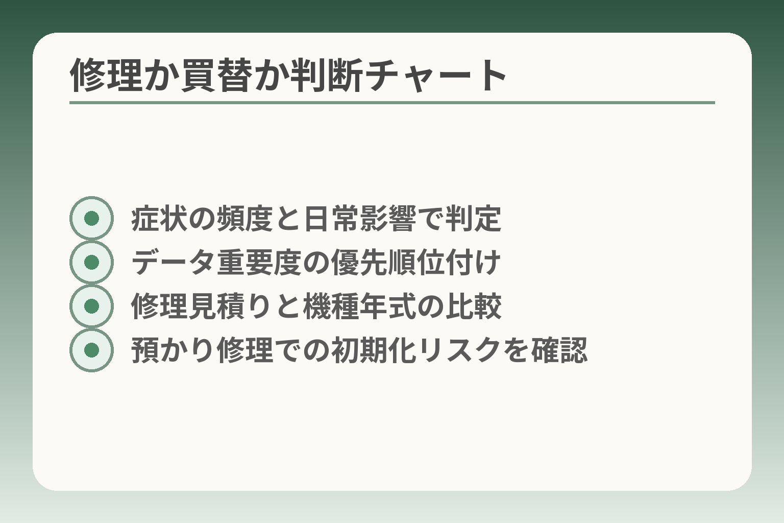 修理か買替か判断チャート