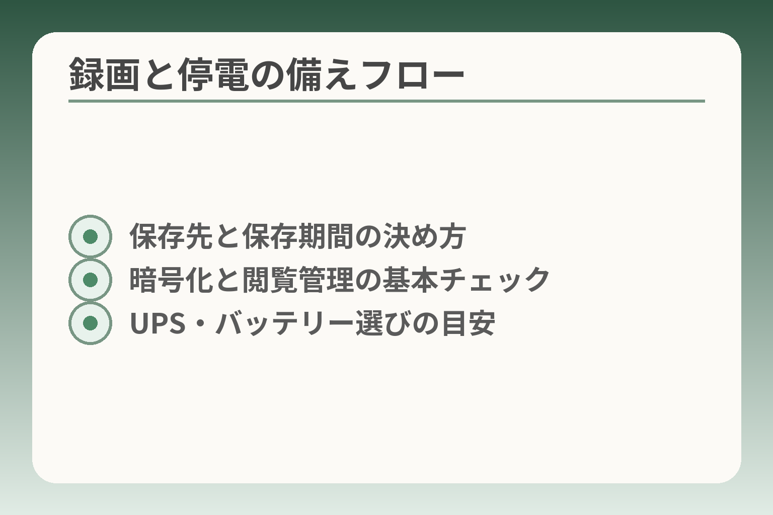 録画と停電の備えフロー