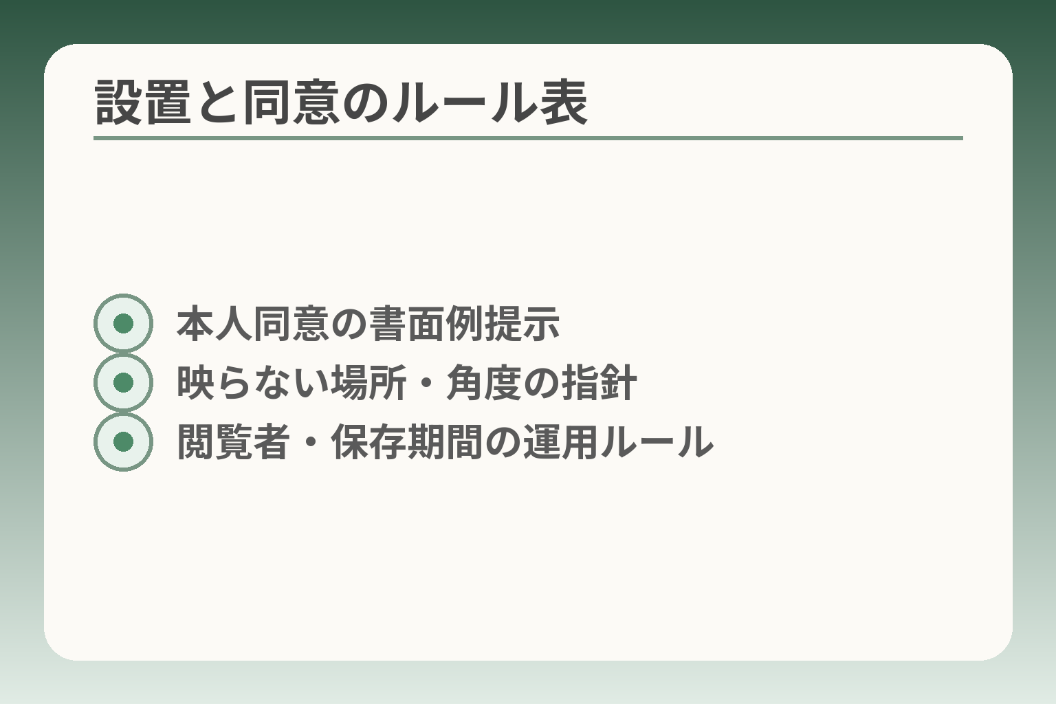 設置と同意のルール表