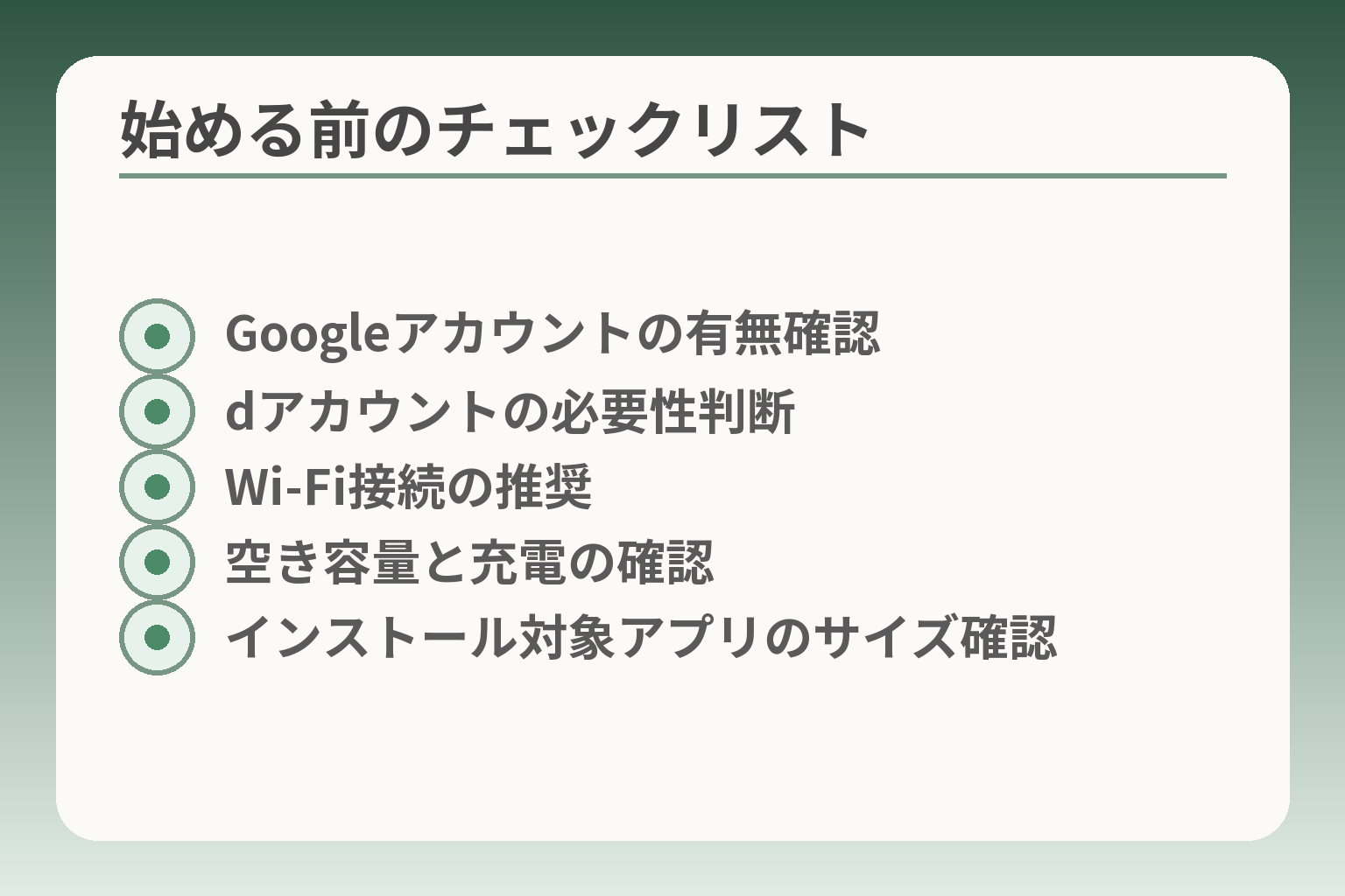 始める前のチェックリスト