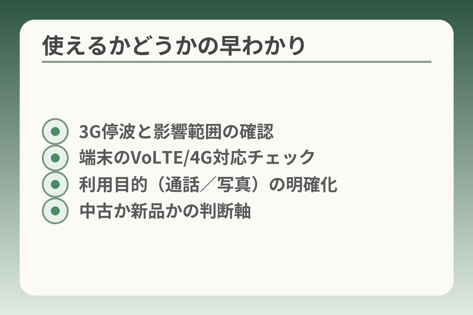 使えるかどうかの早わかり