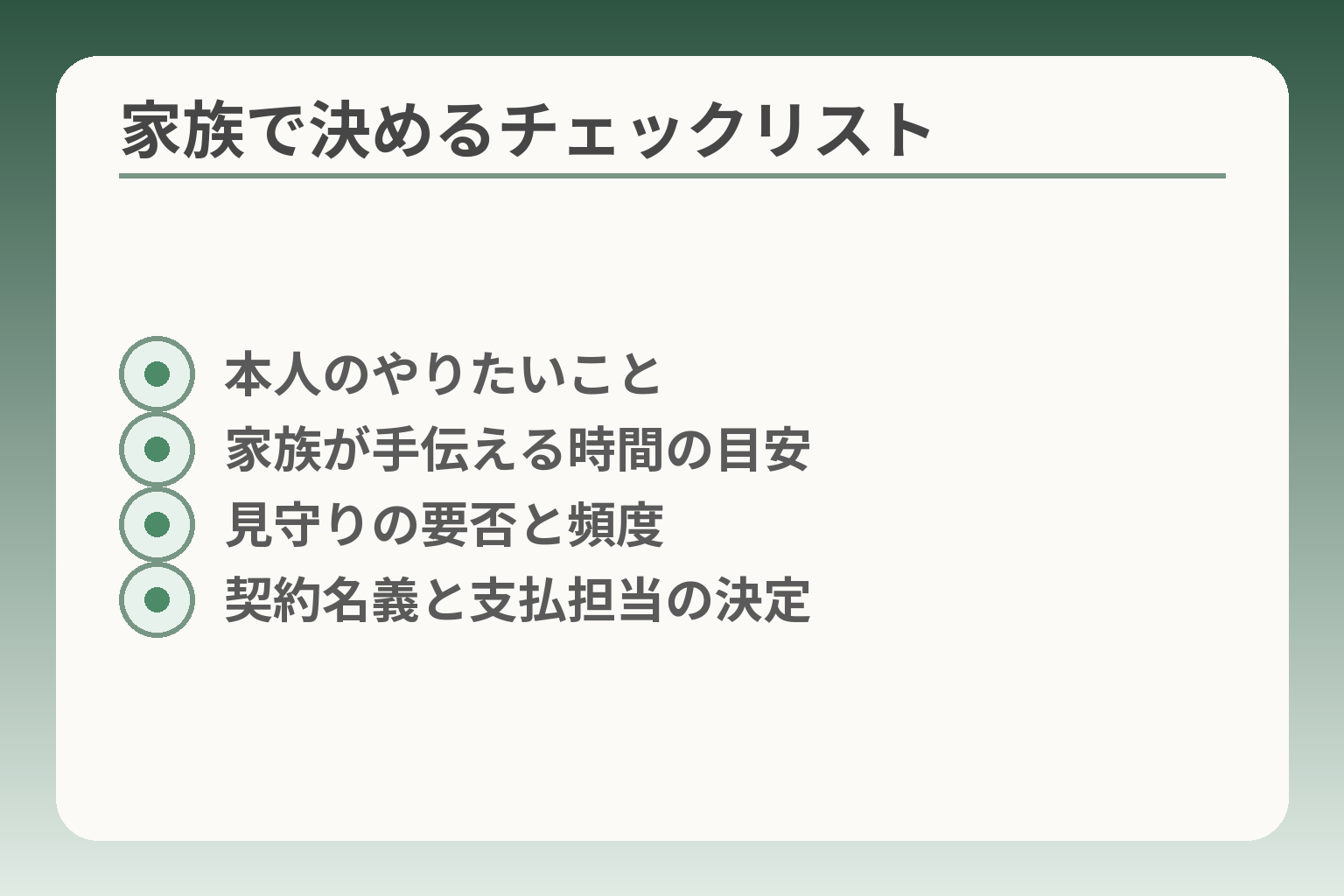 家族で決めるチェックリスト