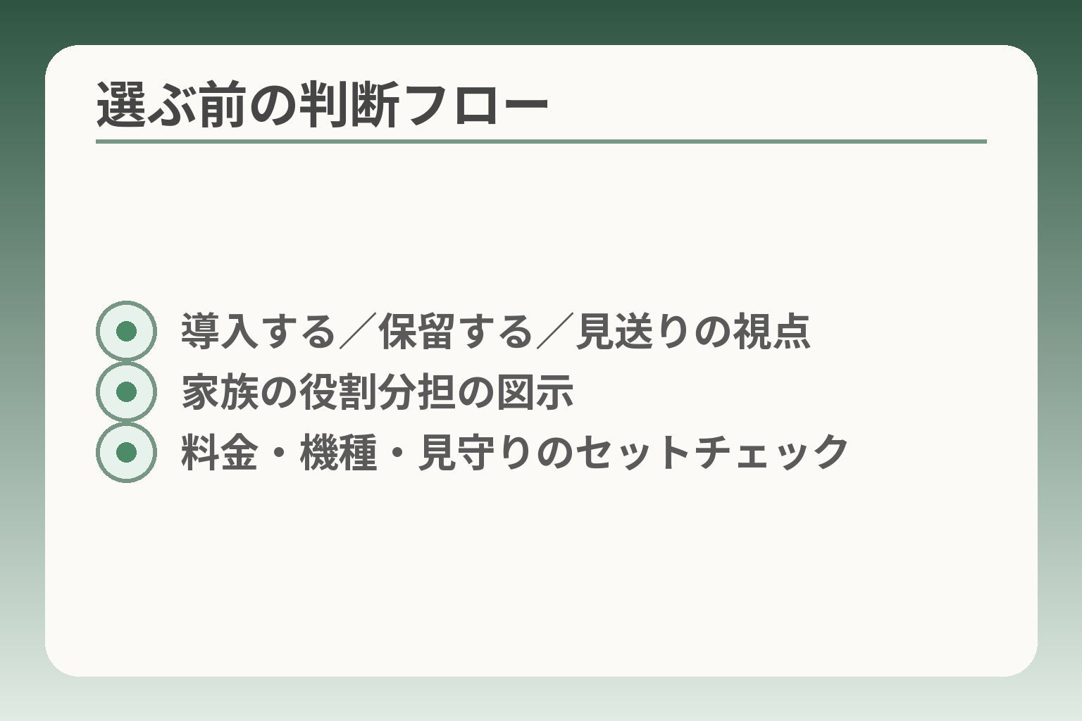 選ぶ前の判断フロー