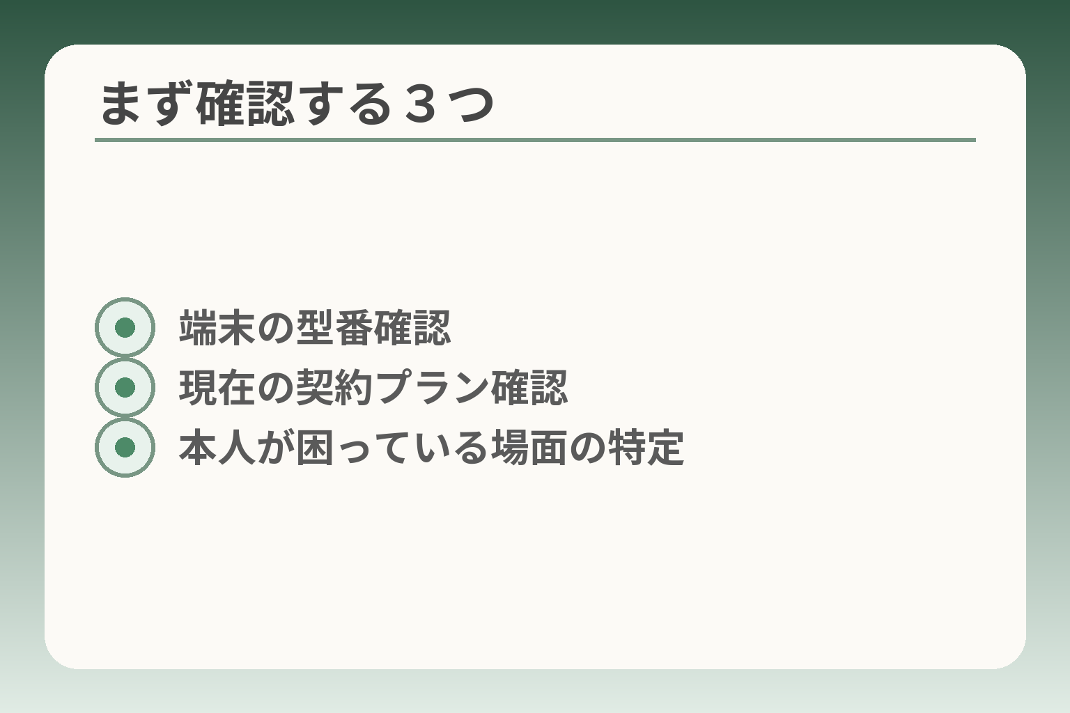 まず確認する３つ