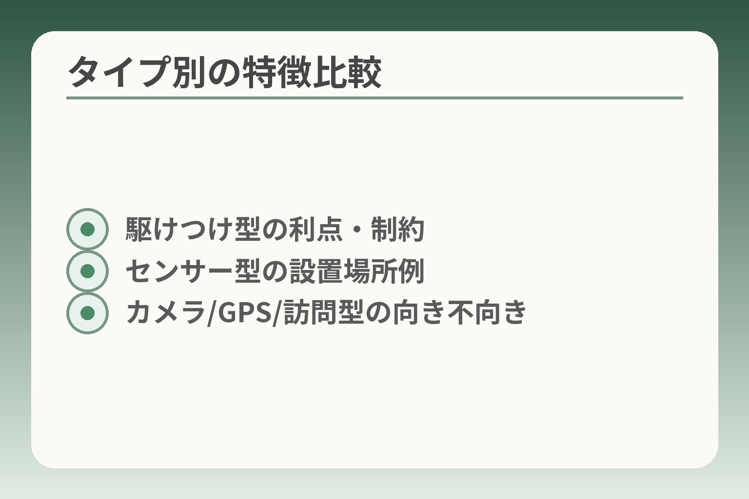 タイプ別の特徴比較