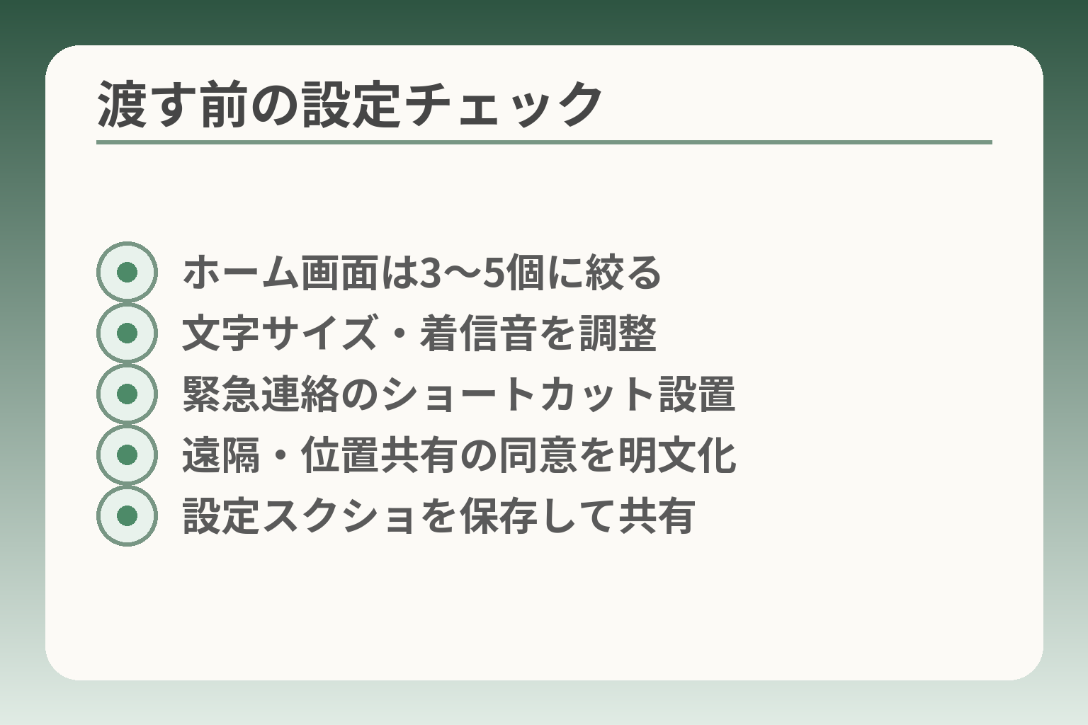 渡す前の設定チェック