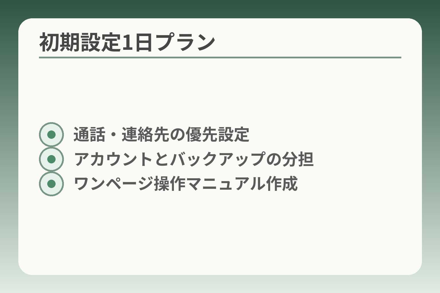 初期設定1日プラン