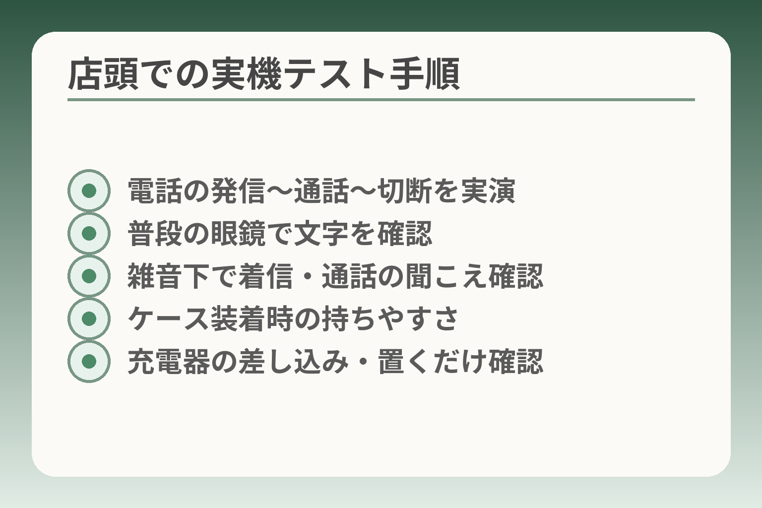 店頭での実機テスト手順