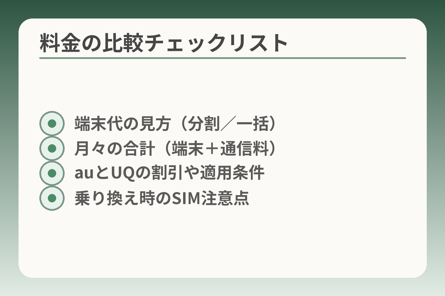 料金の比較チェックリスト