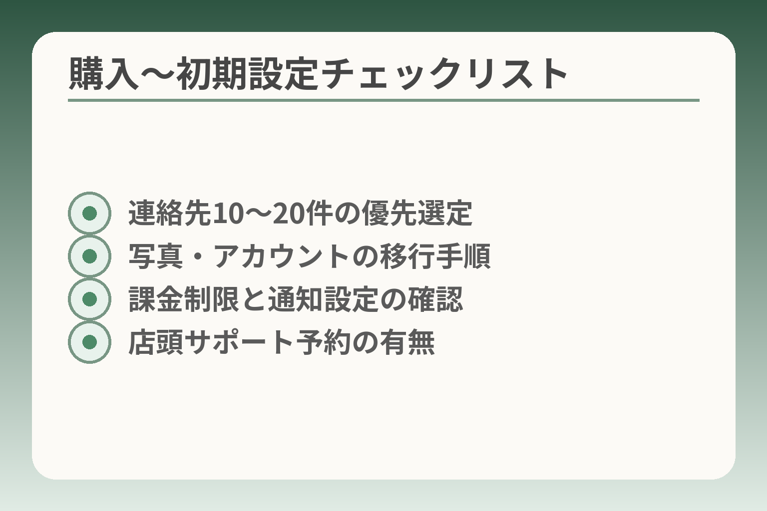 購入〜初期設定チェックリスト
