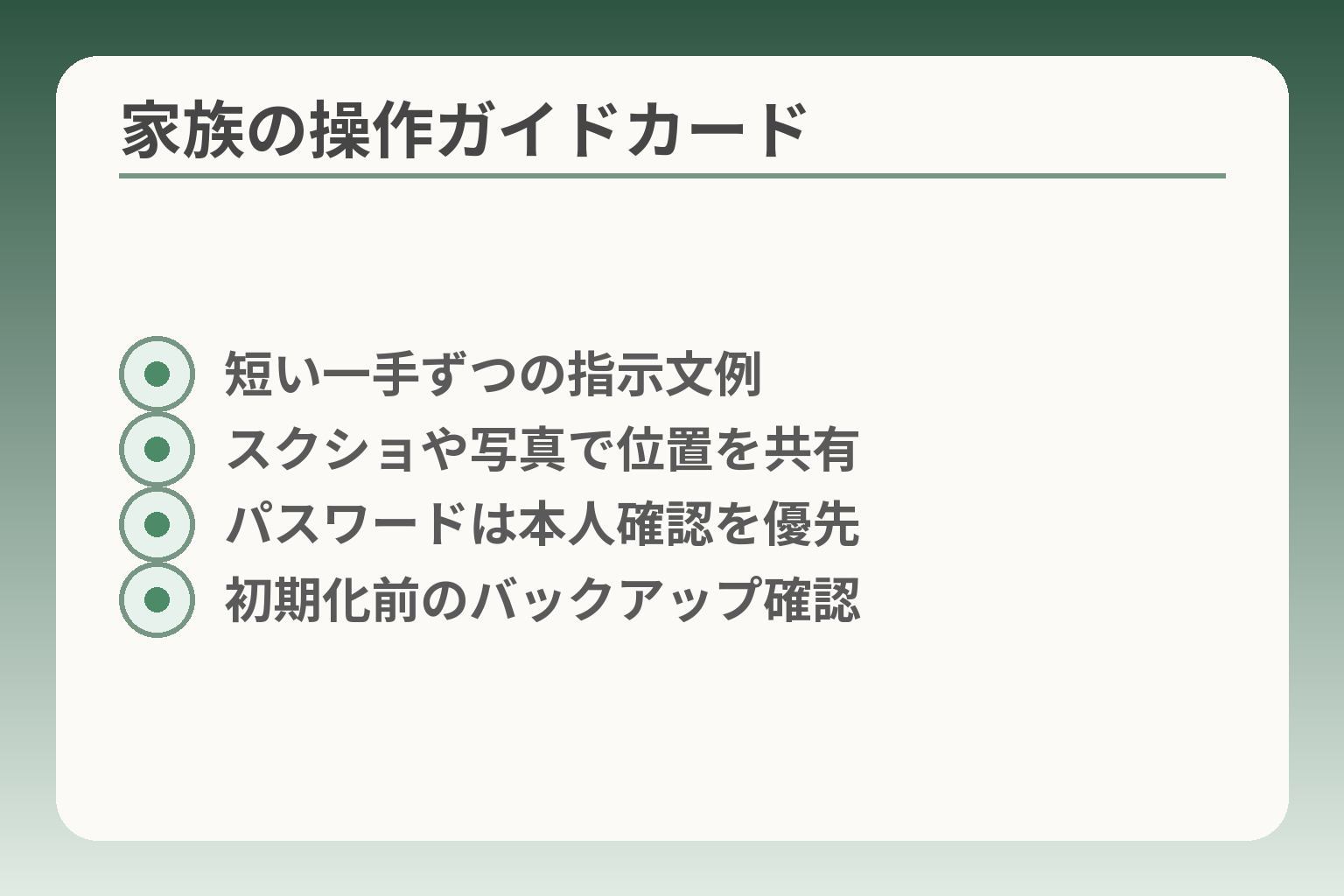 家族の操作ガイドカード