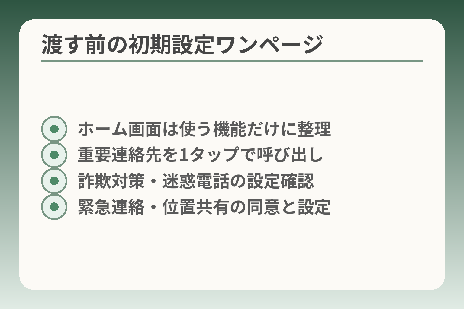 渡す前の初期設定ワンページ