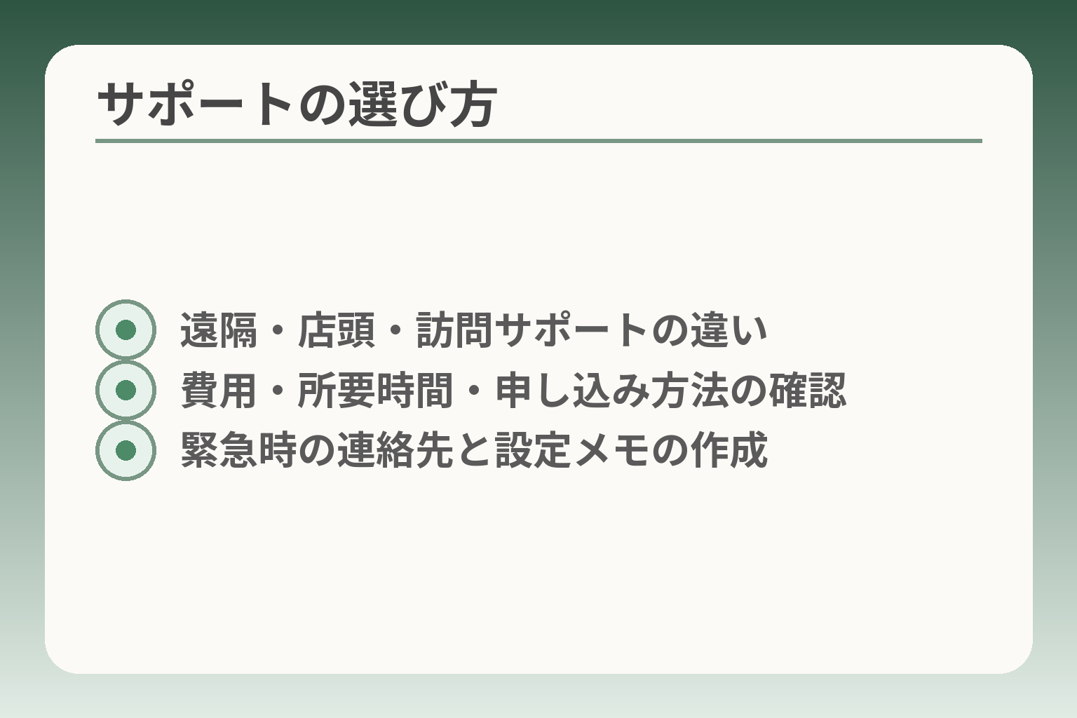サポートの選び方