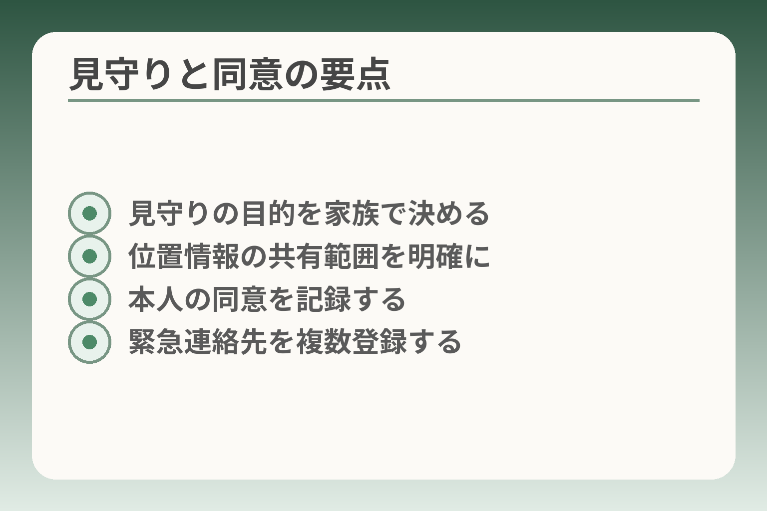 見守りと同意の要点