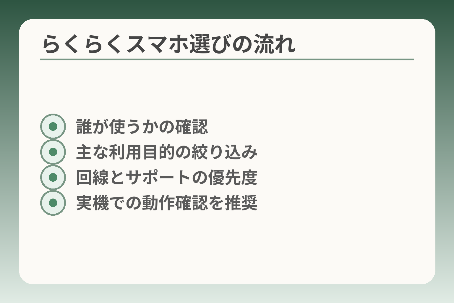 らくらくスマホ選びの流れ