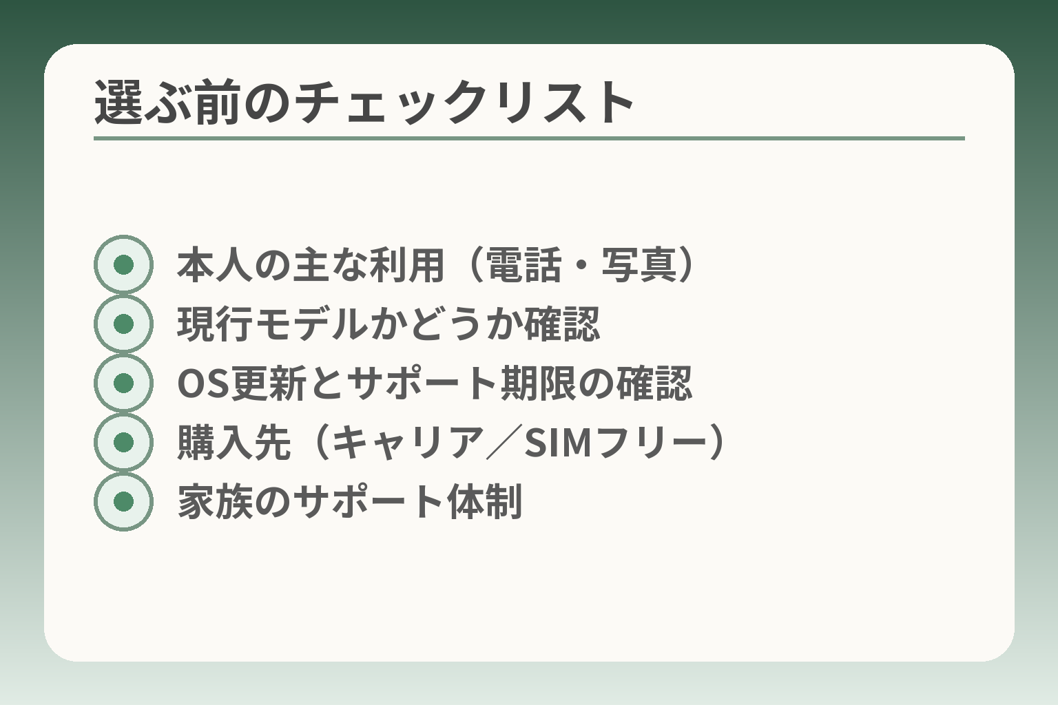 選ぶ前のチェックリスト