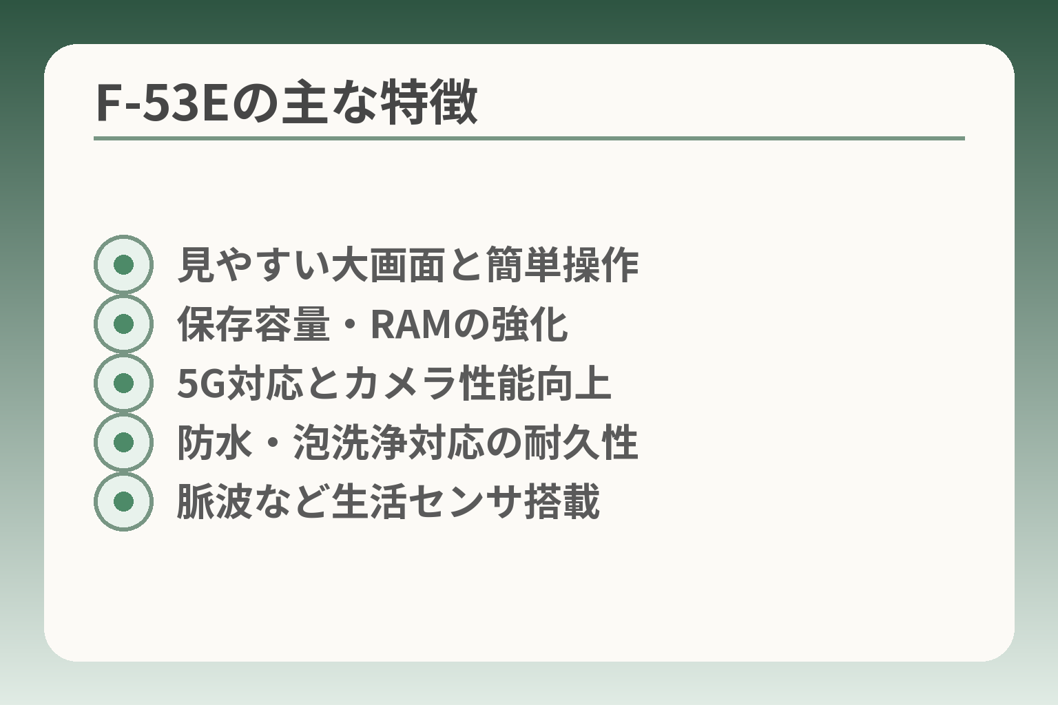 F-53Eの主な特徴