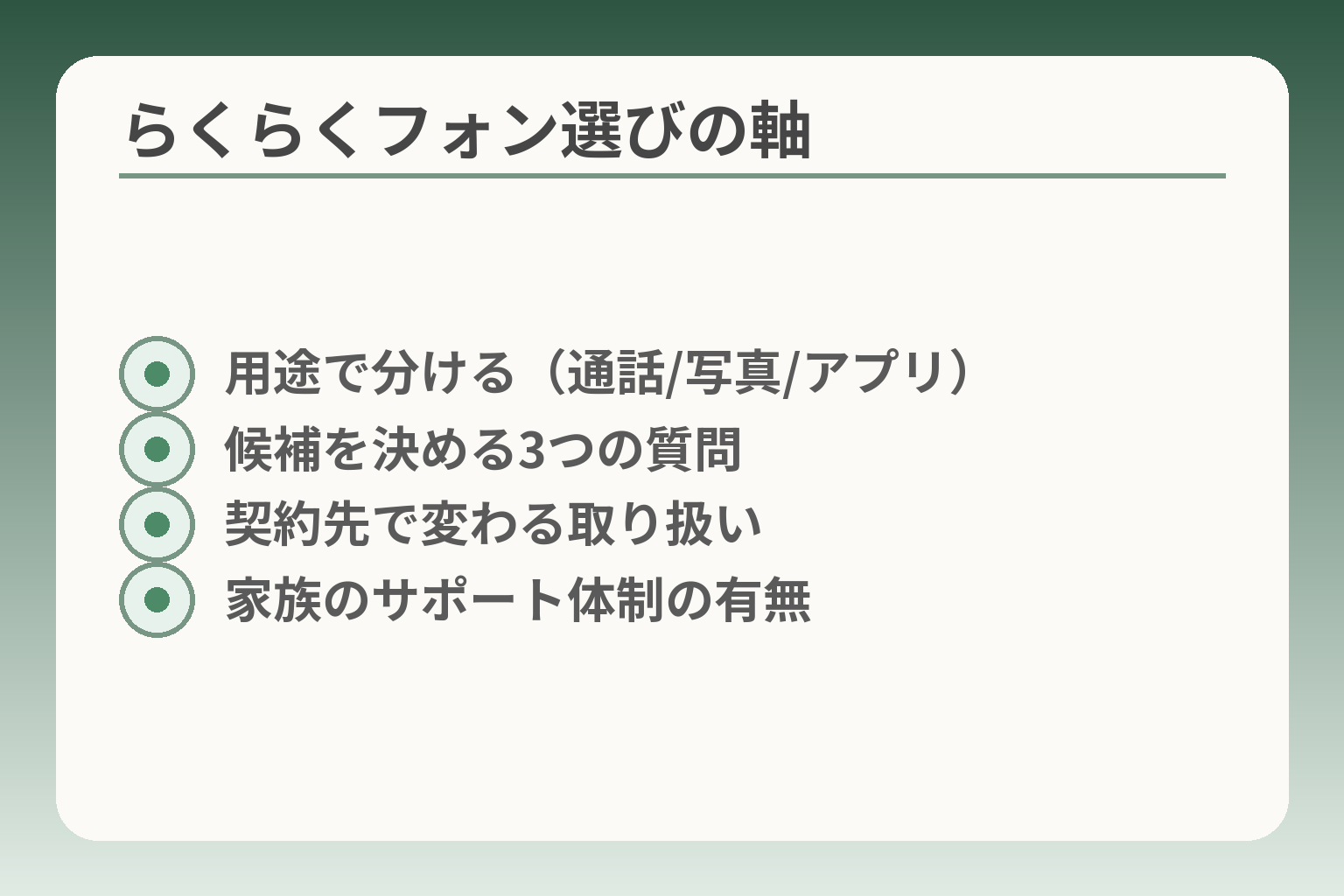 らくらくフォン選びの軸