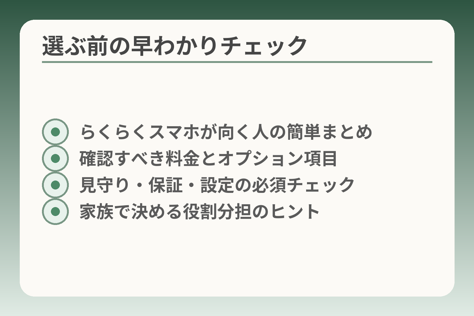 選ぶ前の早わかりチェック