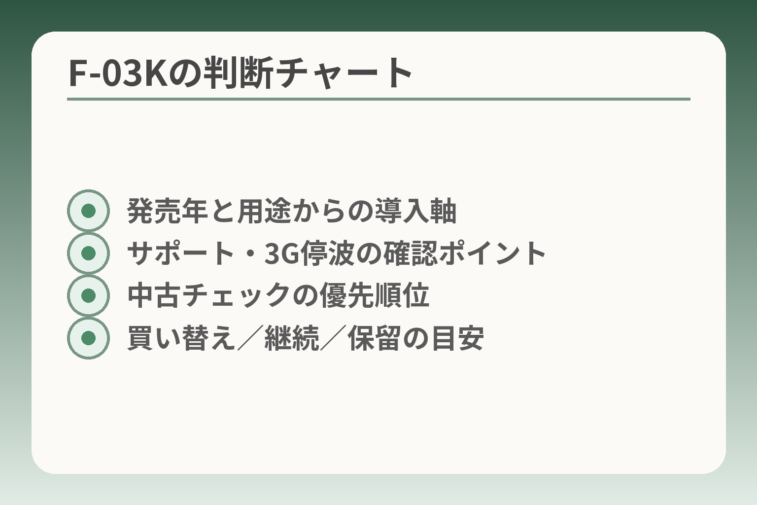 F-03Kの判断チャート