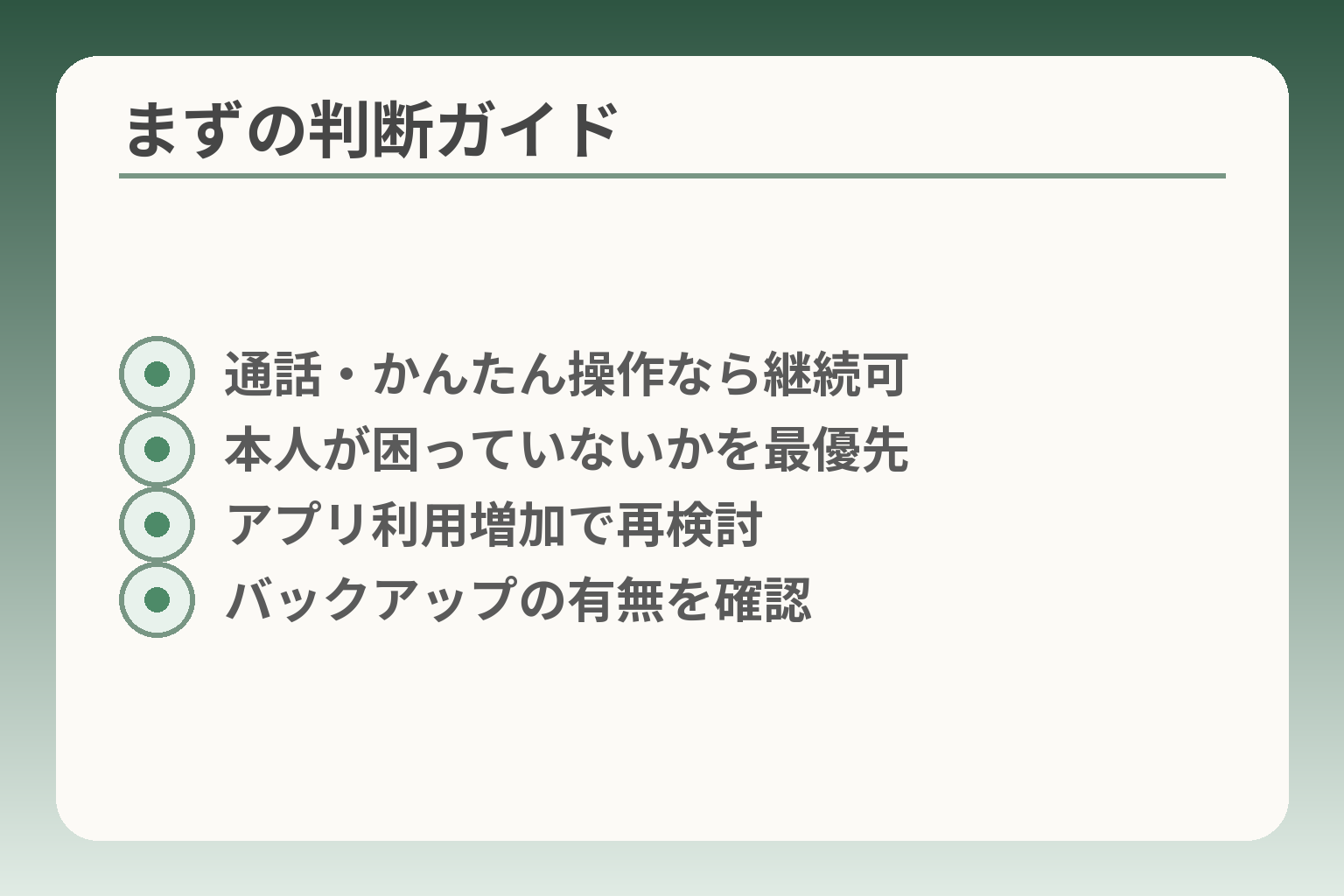 まずの判断ガイド