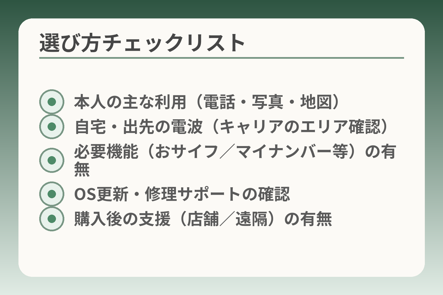 選び方チェックリスト