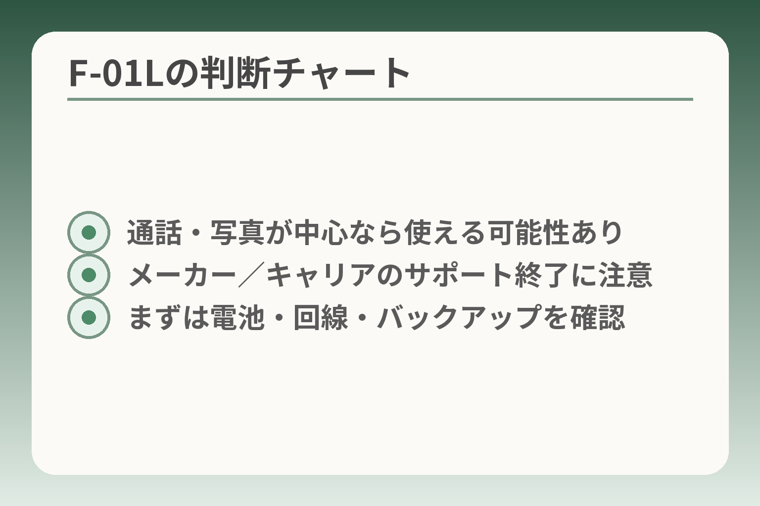 F-01Lの判断チャート
