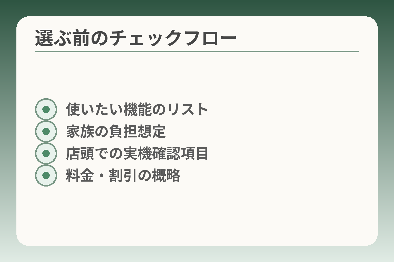 選ぶ前のチェックフロー
