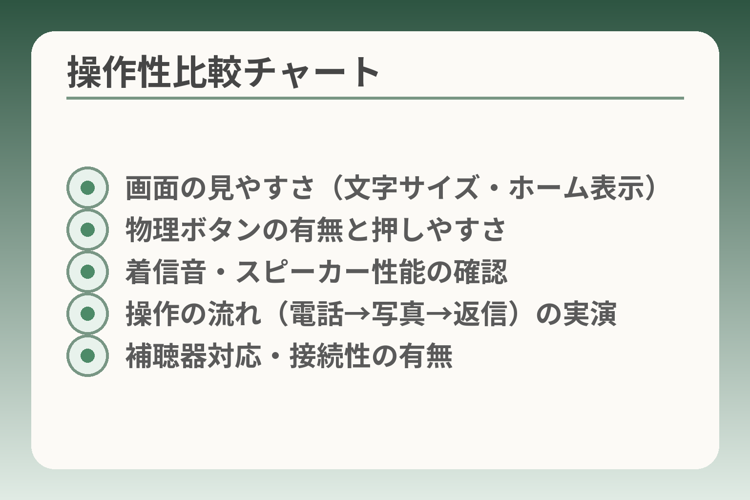 操作性比較チャート