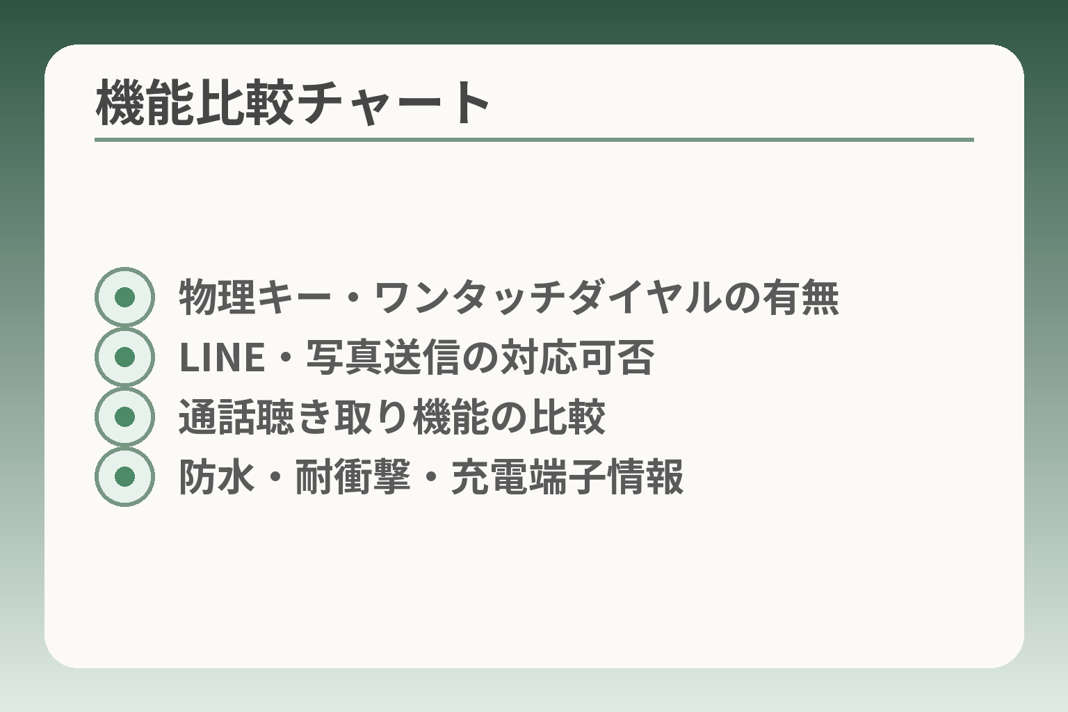 機能比較チャート