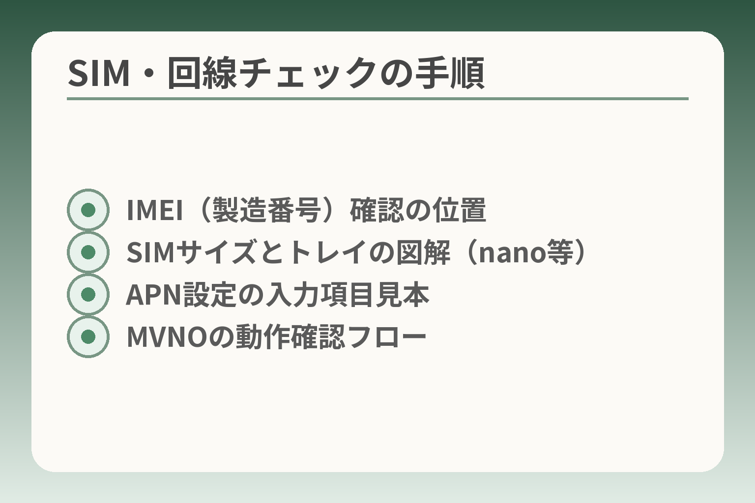 SIM・回線チェックの手順