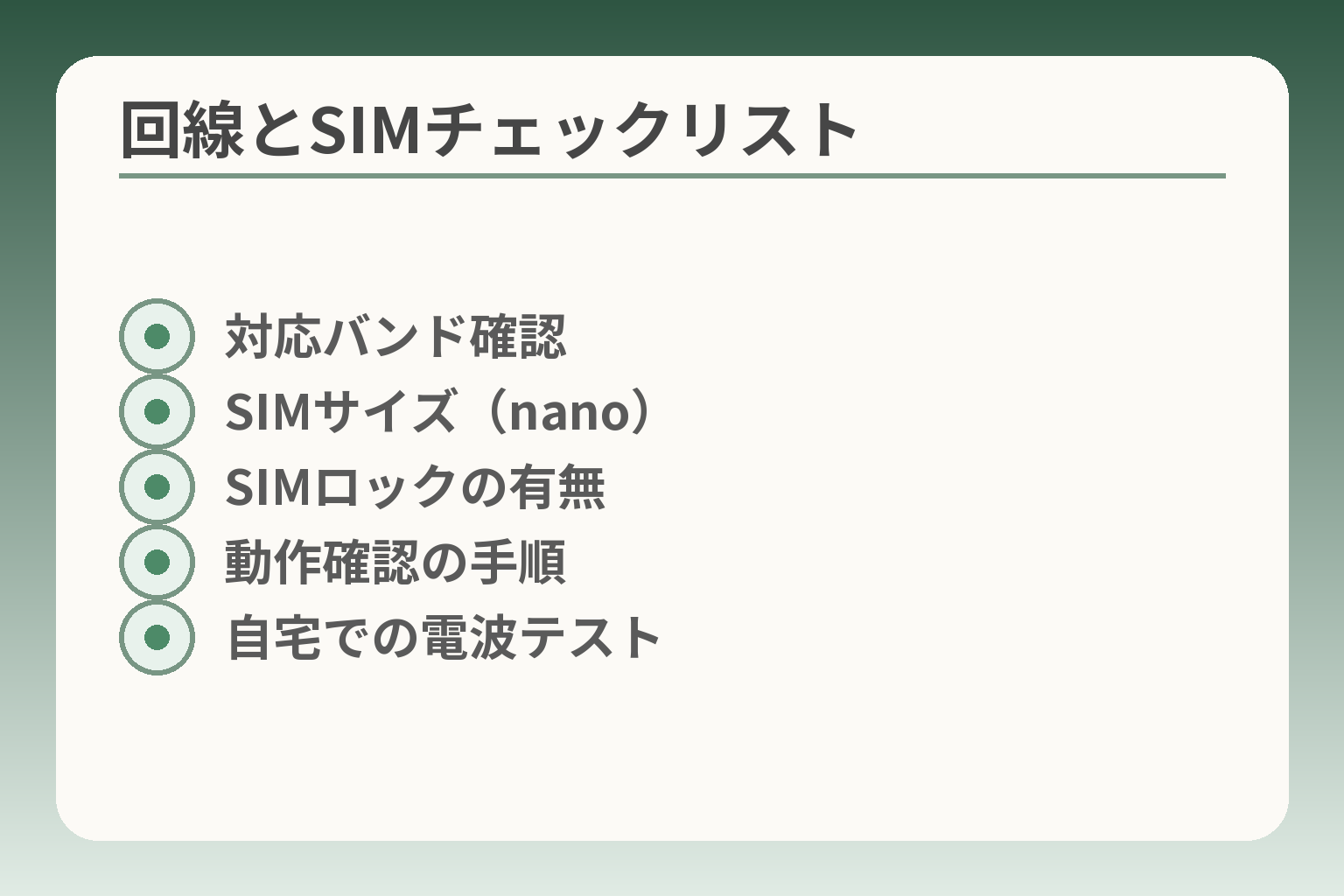 回線とSIMチェックリスト