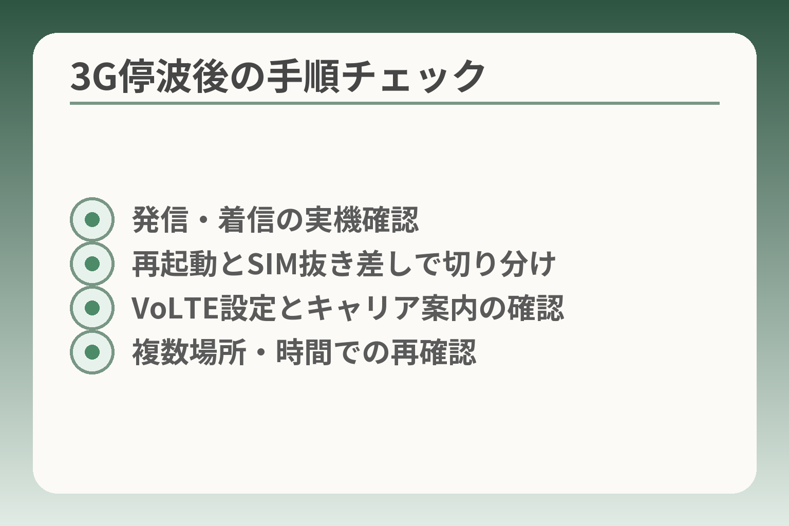 3G停波後の手順チェック