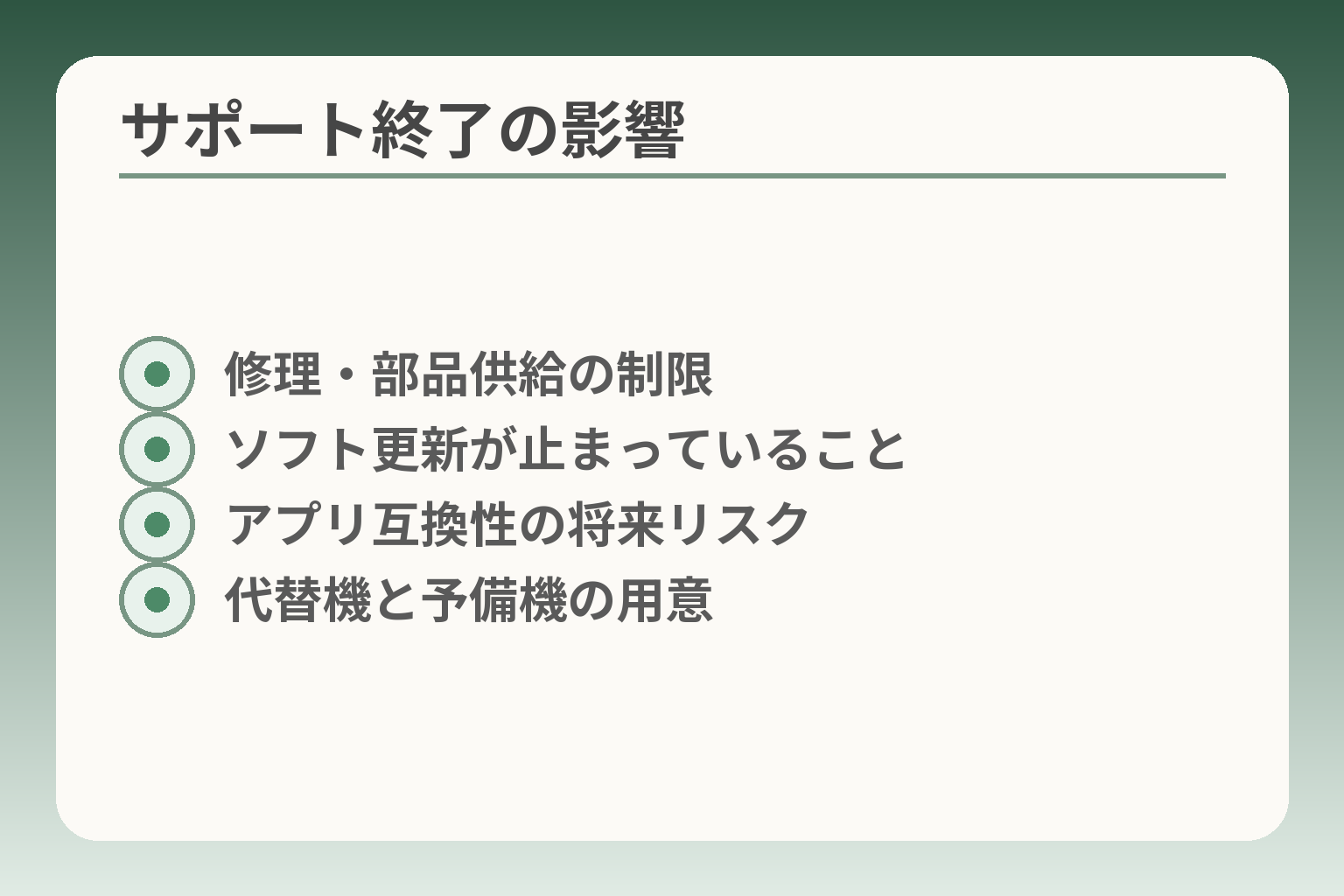 サポート終了の影響