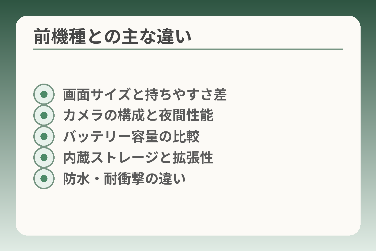 前機種との主な違い