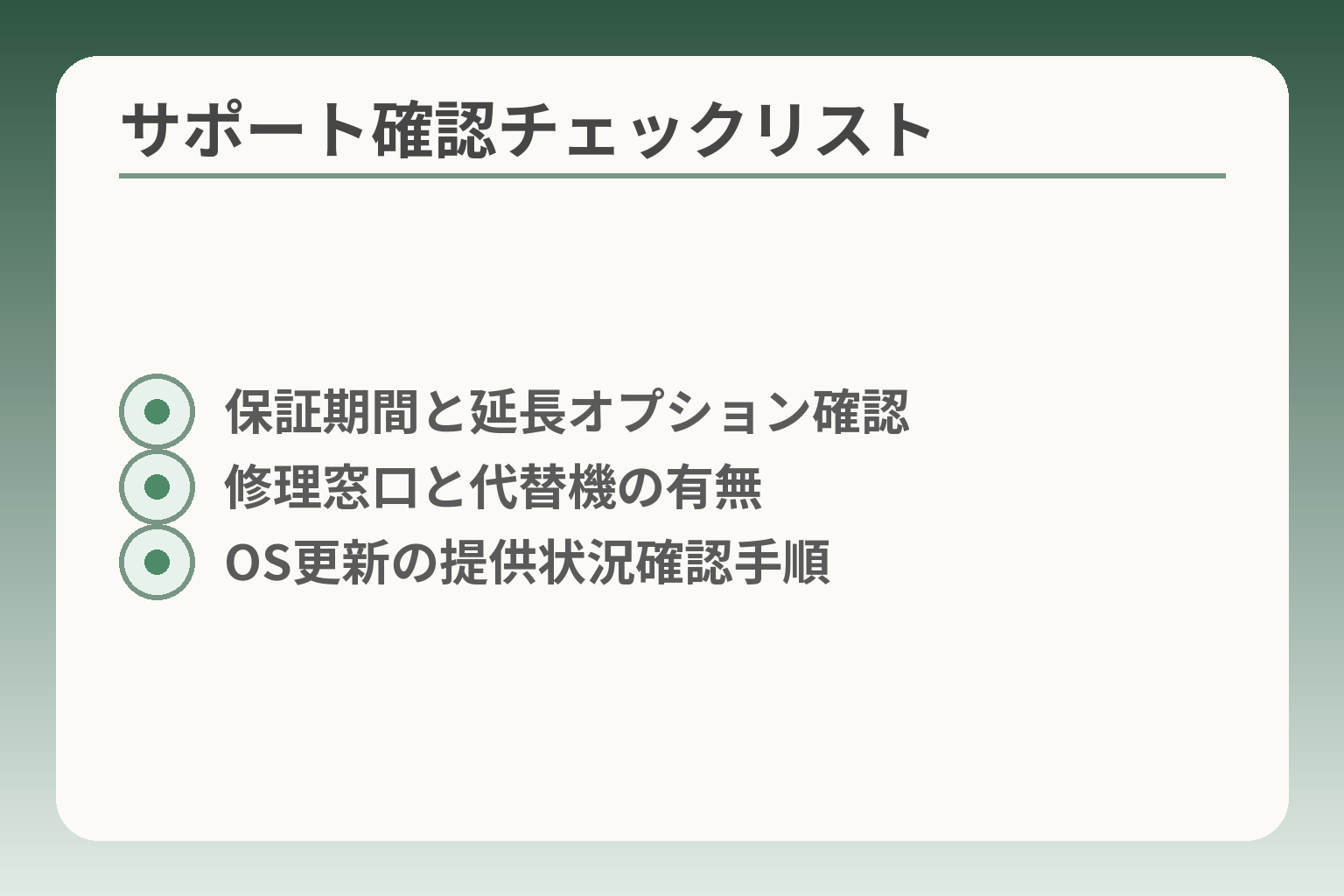 サポート確認チェックリスト