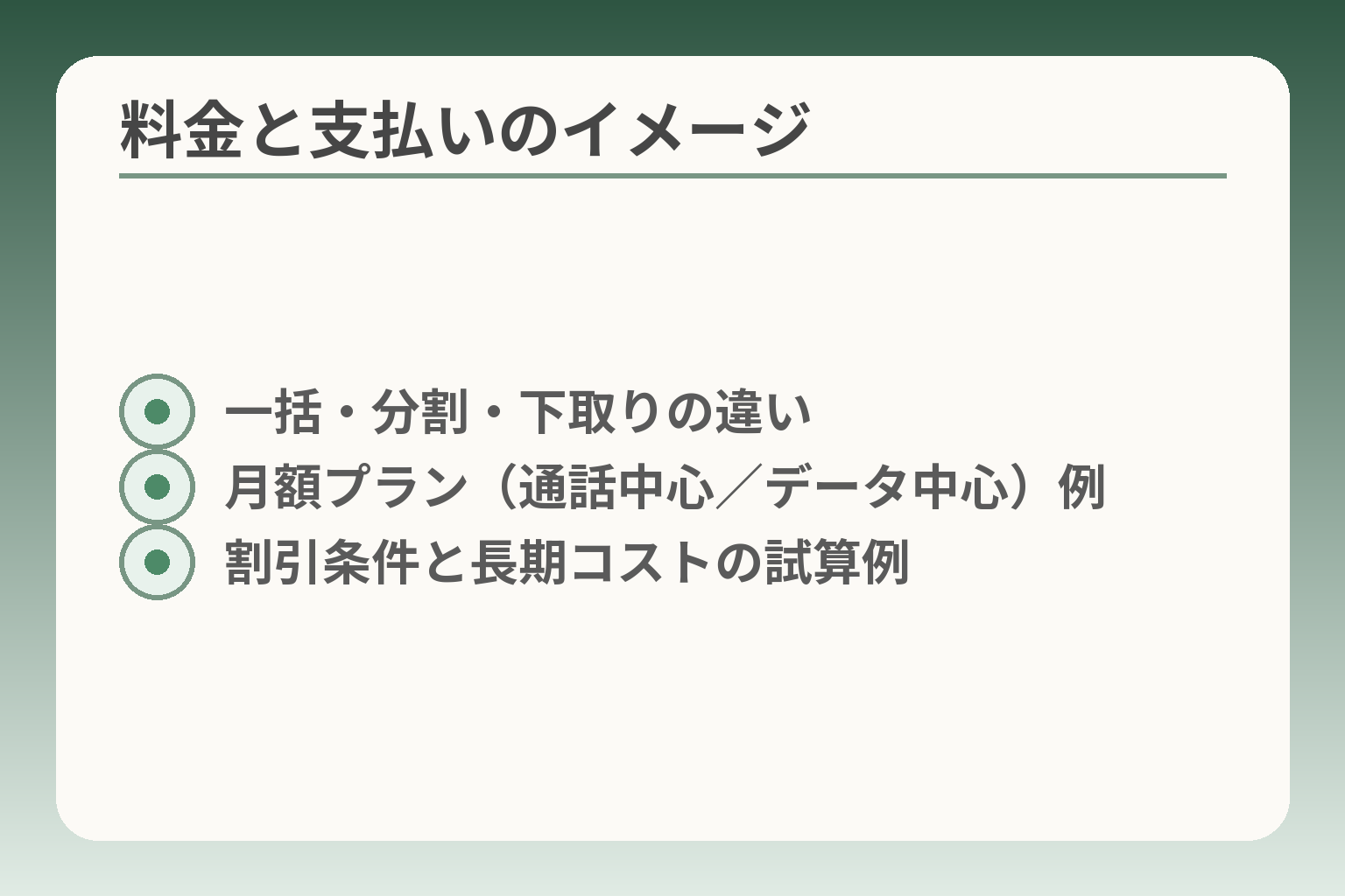 料金と支払いのイメージ